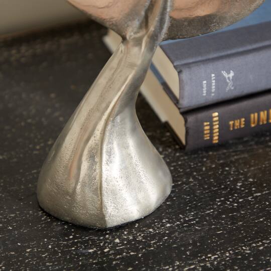 Silver Aluminum Coastal Whale Fluke Sculpture Set